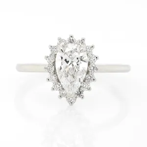 0.96ct Pear-Shaped Diamond Halo Engagement Ring