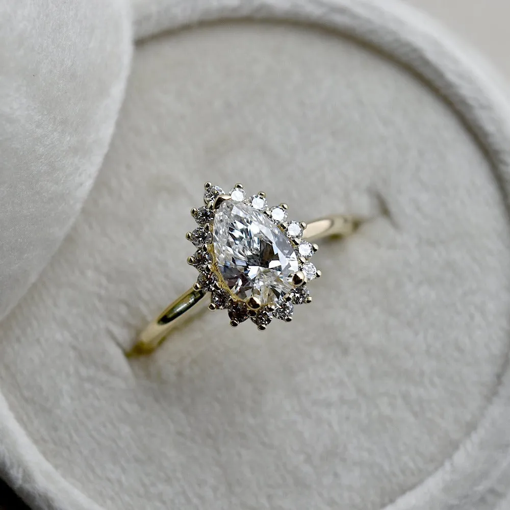 1.05ct Pear-Shaped Diamond Halo Engagement Ring (TCW 1.31)