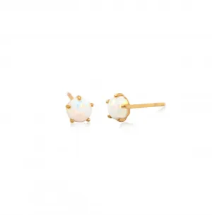 10ky Gold Five White Opal Stud Earrings