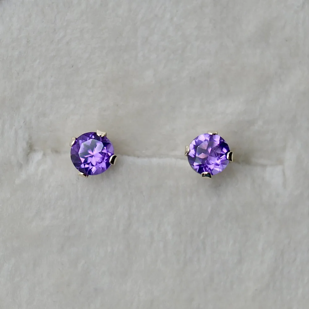14k Claw Set Amethyst Studs