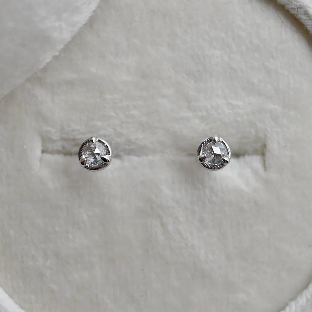 14k Claw-Set Rose Cut Diamond Studs