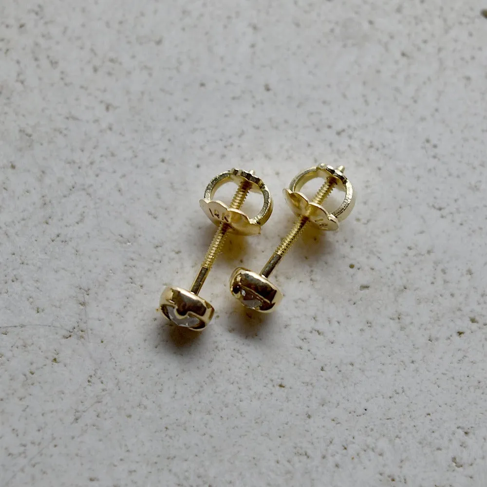14k Claw-Set Rose Cut Diamond Studs