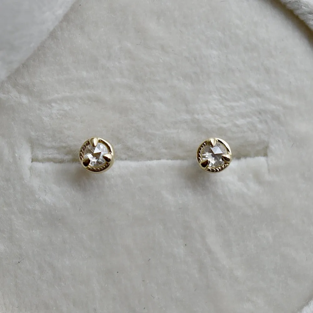 14k Claw-Set Rose Cut Diamond Studs