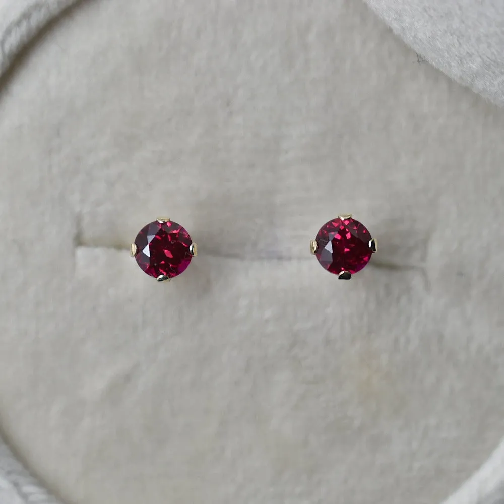 14k Claw-Set Ruby Studs