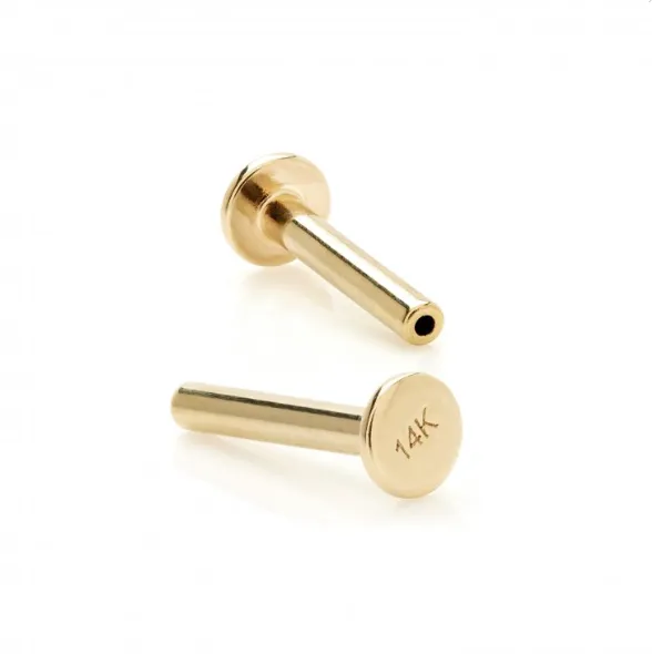 14k Gold Baguette CZ Flat Screwback Single Stud
