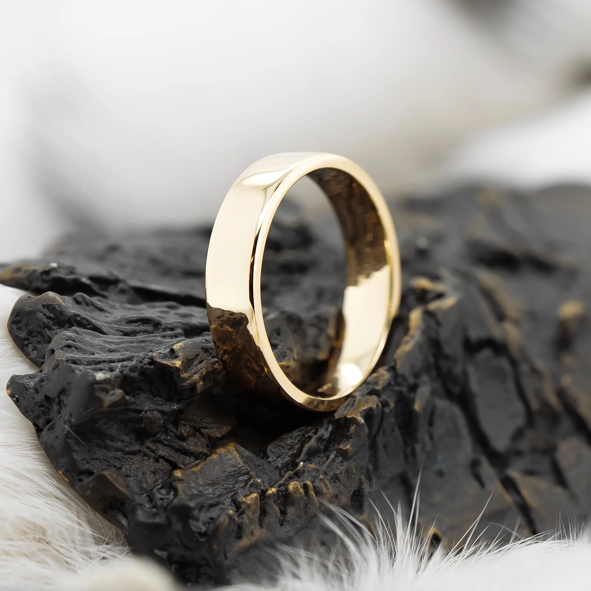 14k Gold Flat Wedding Band