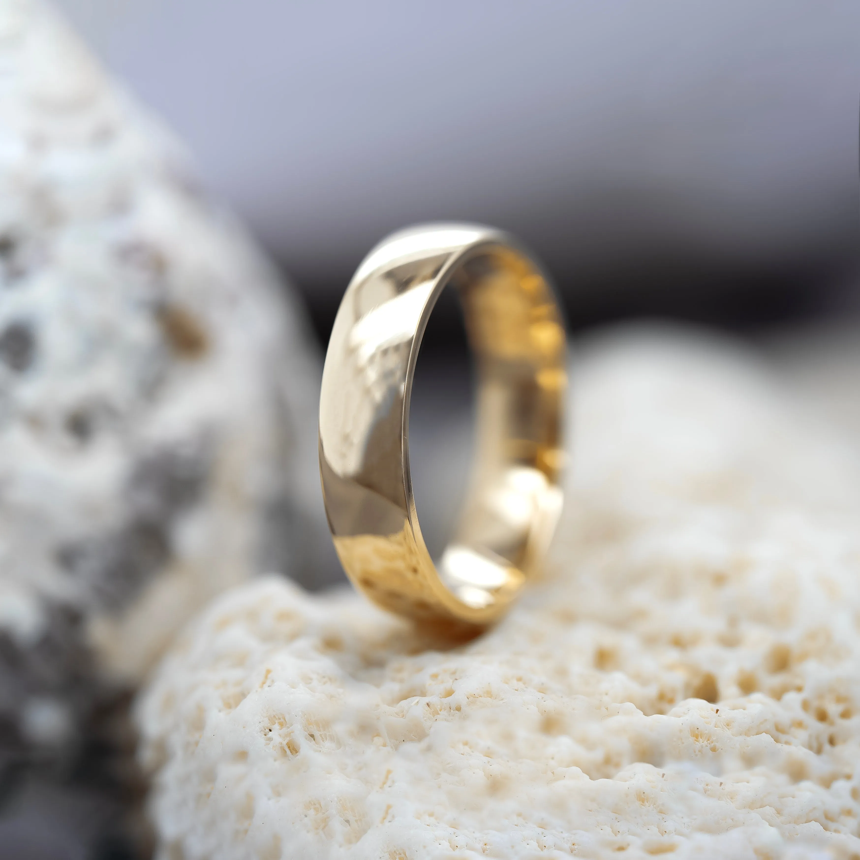 14k Half Round Wedding Band