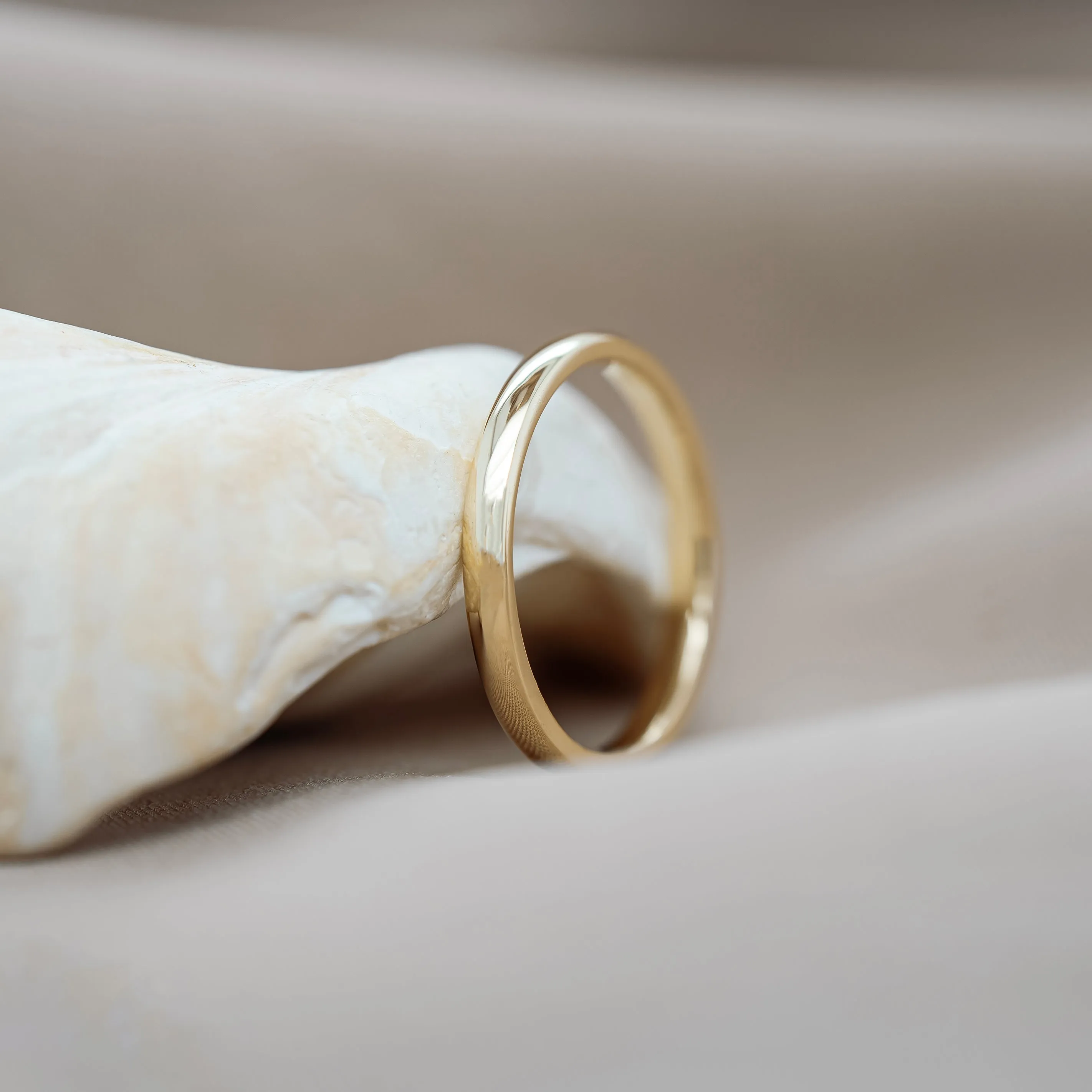 14k Half Round Wedding Band