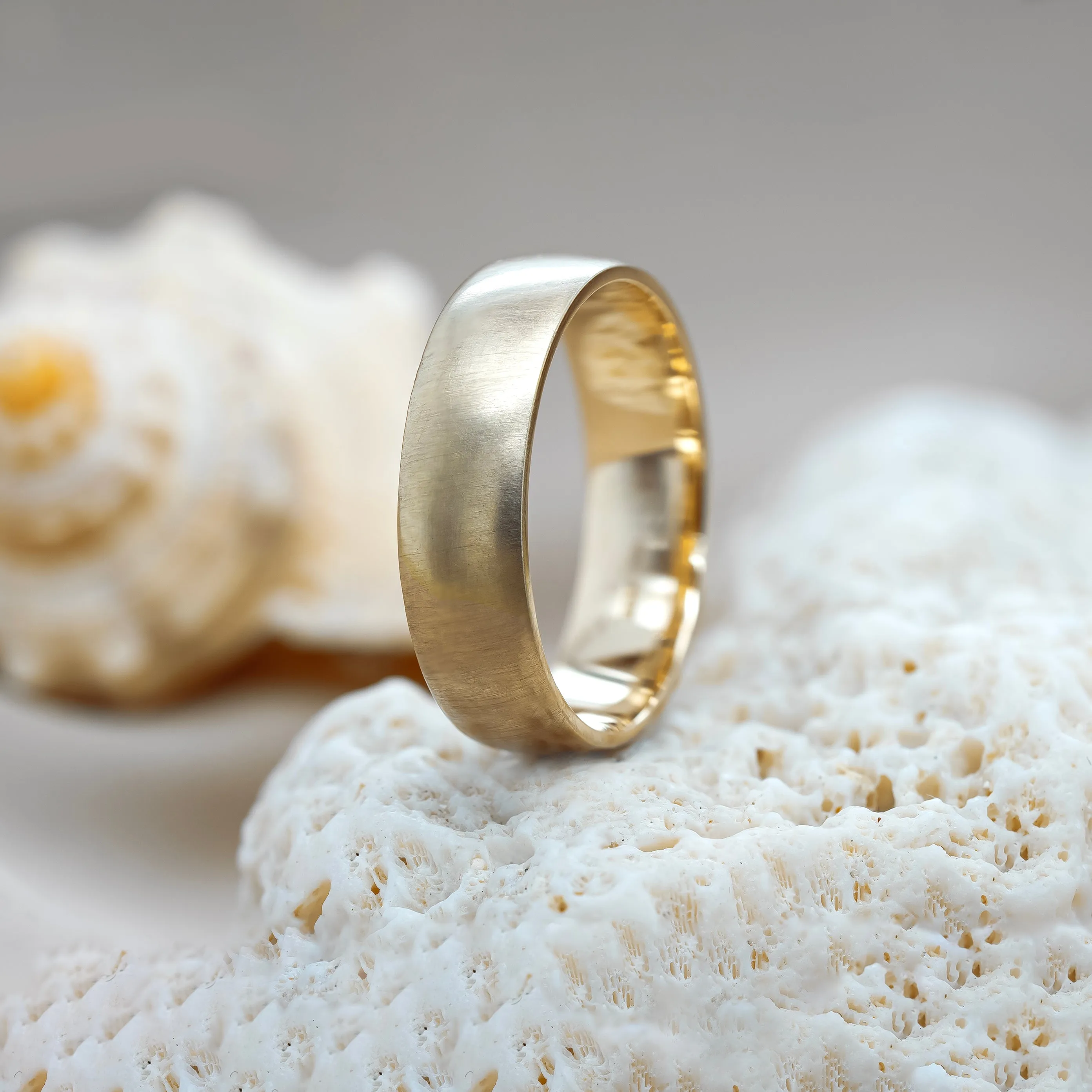 14k Half Round Wedding Band