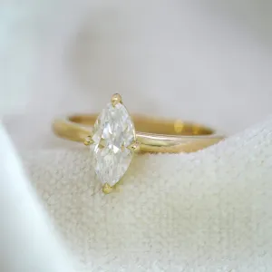 14k Yellow Gold 1 Carat Marquise Cut Moissanite Ring