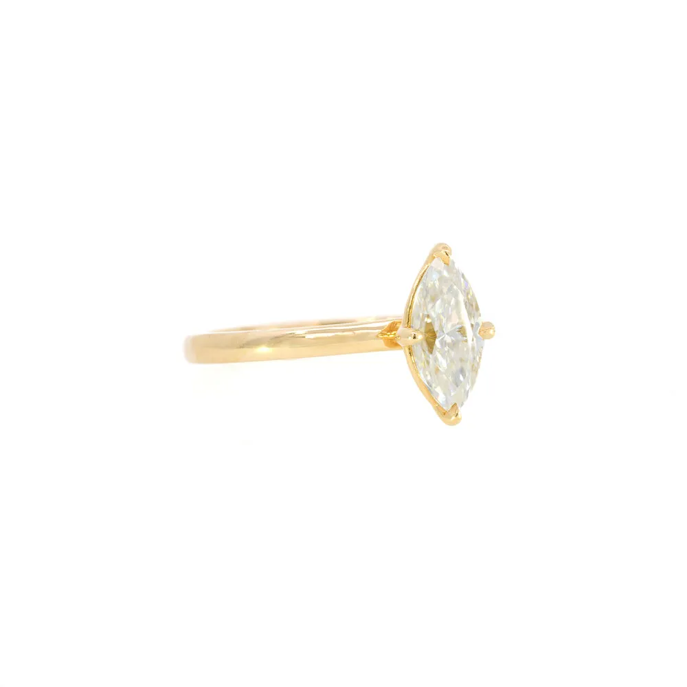 14k Yellow Gold 1 Carat Marquise Cut Moissanite Ring