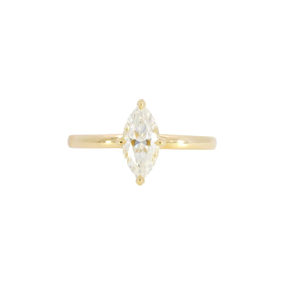 14k Yellow Gold 1 Carat Marquise Cut Moissanite Ring