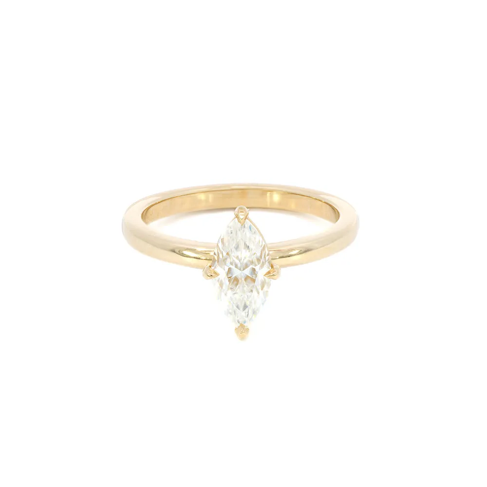 14k Yellow Gold 1 Carat Marquise Cut Moissanite Ring