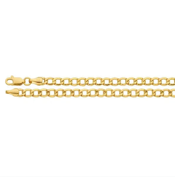 14K Yellow Gold 4.4mm Hollow Curb Chain