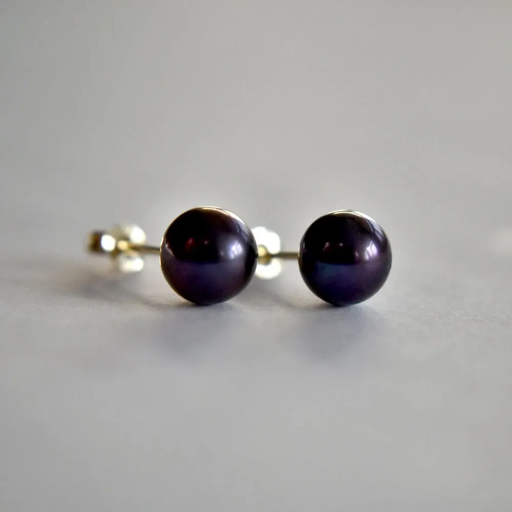 14K Yellow Gold Chinese Akoya Pearl Studs