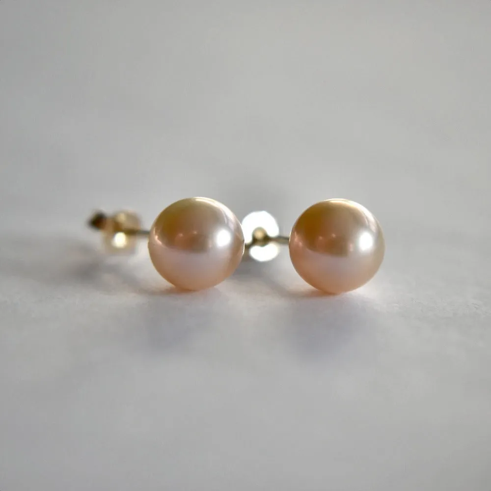 14K Yellow Gold Chinese Akoya Pearl Studs