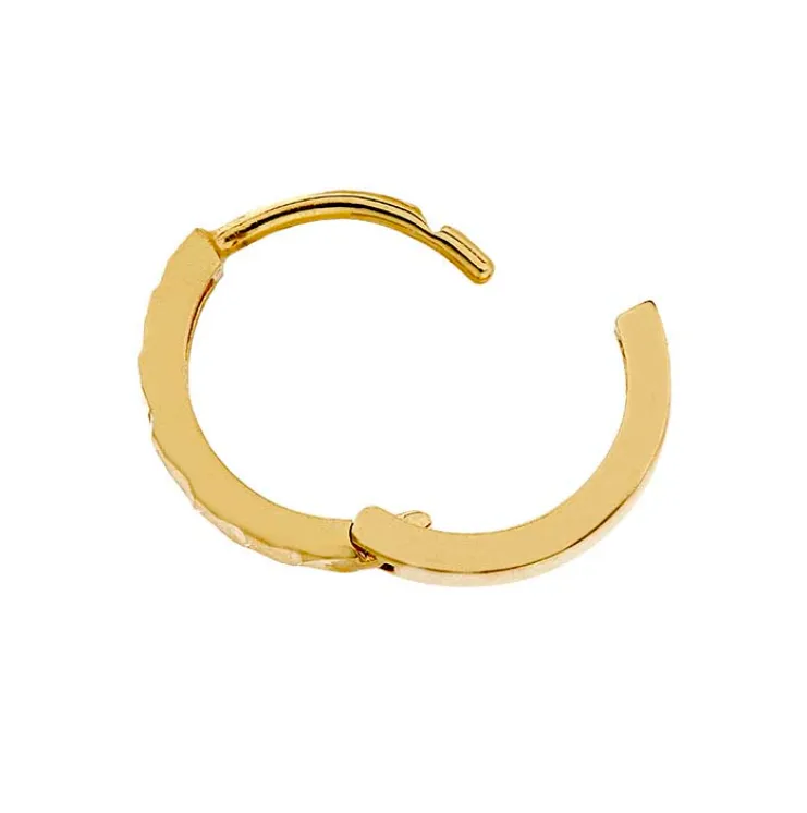 14K Yellow Gold Faceted Huggie Hoop Earrings
