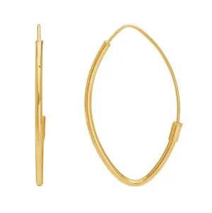 14K Yellow Gold Marquise Hoop Earrings