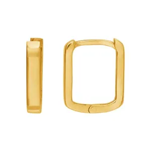 14K Yellow Gold Rectangle Huggie Hoop Earrings