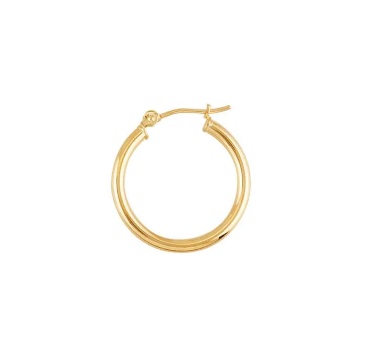 14K Yellow Gold Tubing Hoop Earrings 20mm
