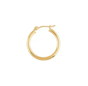 14K Yellow Gold Tubing Hoop Earrings 20mm