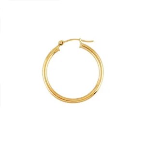14K Yellow Gold Tubing Hoop Earrings 25mm