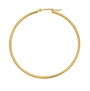 14K Yellow Gold Tubing Hoop Earrings 45mm