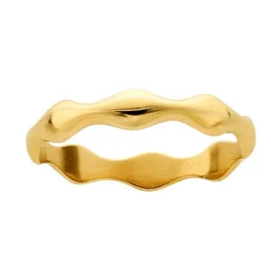 14K Yellow Gold Wide Wavy Stacking Band