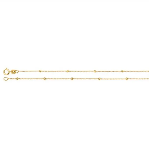 14KY Gold Cable Chain Bead Necklace
