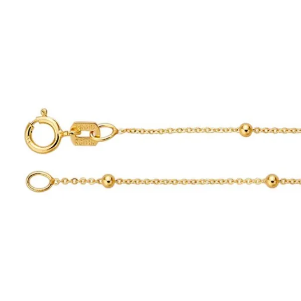 14KY Gold Cable Chain Bead Necklace
