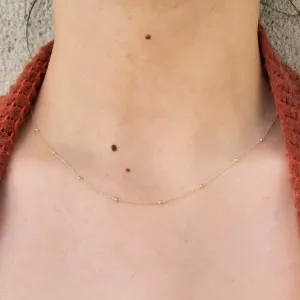 14KY Gold Cable Chain Bead Necklace