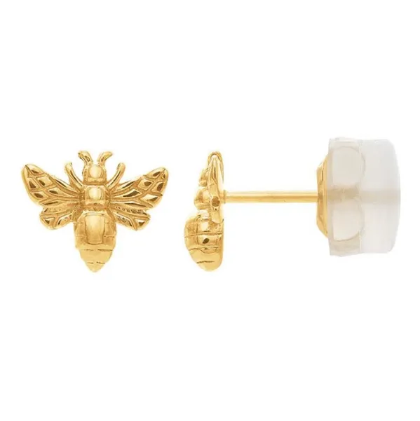 14KY Gold Honey Bee Stud Earrings