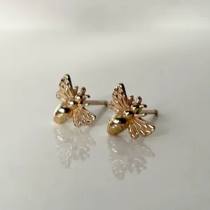 14KY Gold Honey Bee Stud Earrings