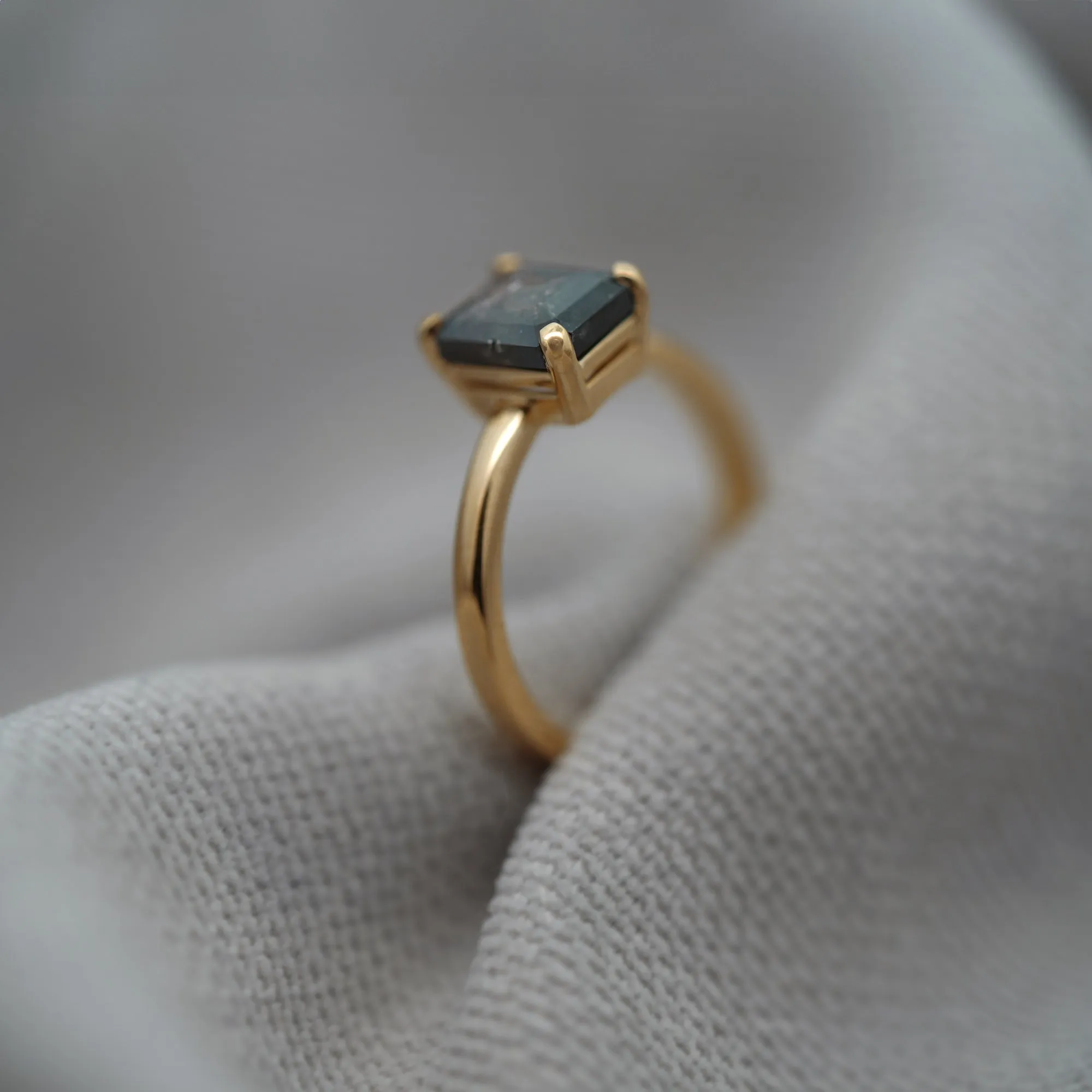 1.74ct Emerald Cut Salt & Pepper Diamond Ring