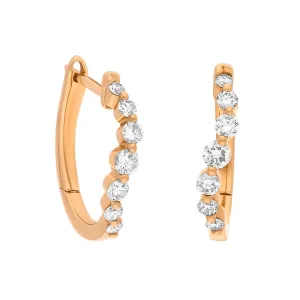 18ct Rose Gold Diamond 0.32ct Claw Set Hoop Earrings