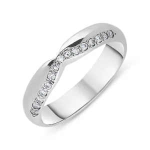 18ct White Gold 0.12ct Diamond Dipped Centre Half Eternity Ring D