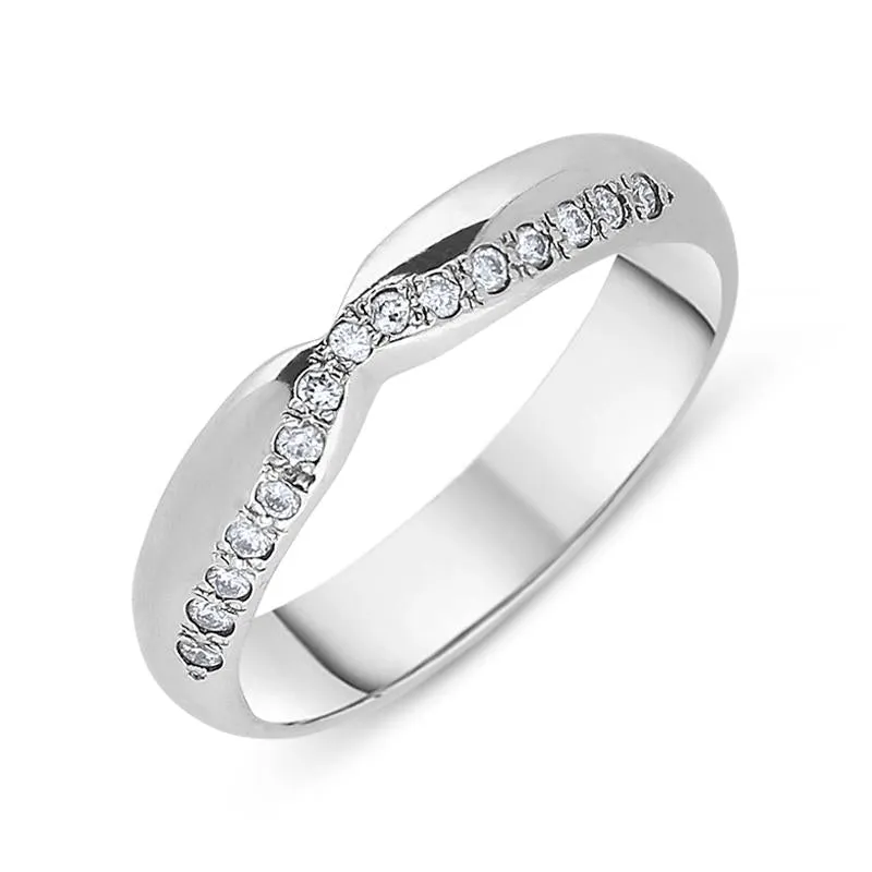 18ct White Gold 0.12ct Diamond Dipped Centre Half Eternity Ring D