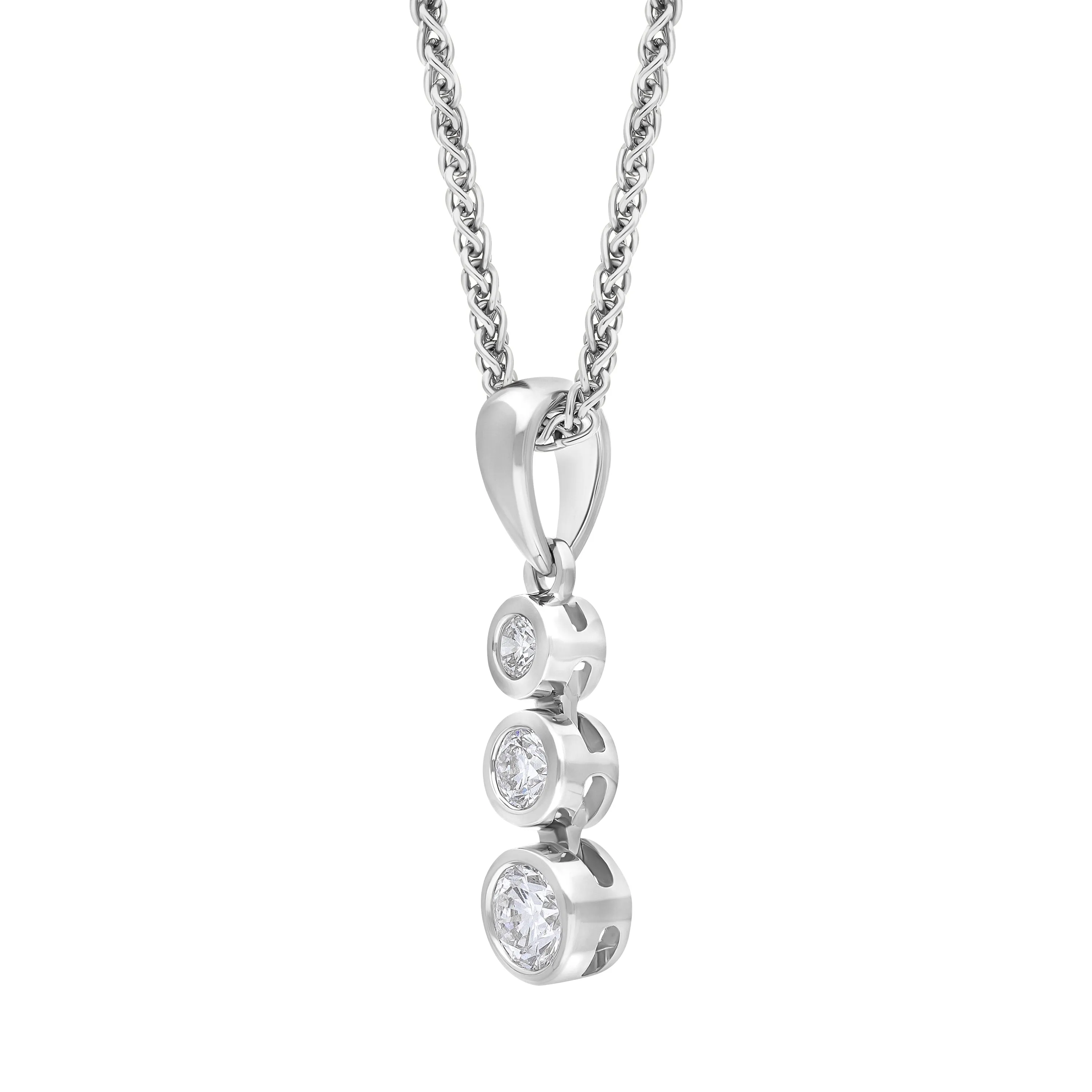 18ct White Gold 0.21ct Diamond Graduating Trilogy Necklace