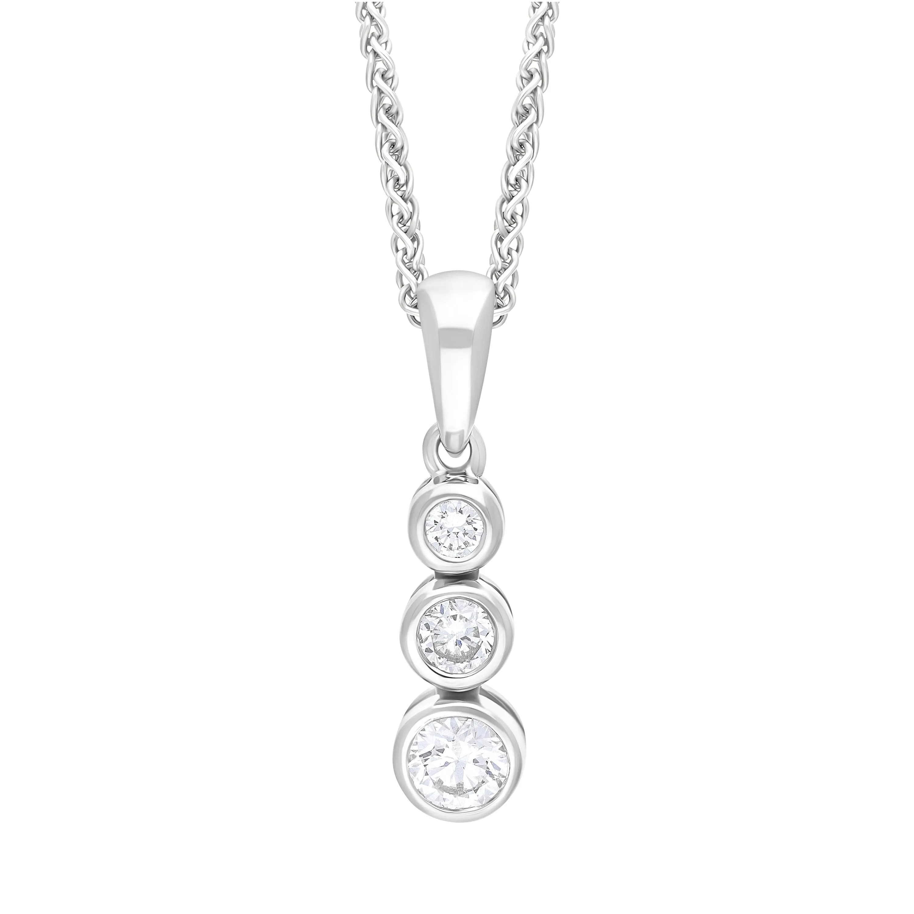 18ct White Gold 0.21ct Diamond Graduating Trilogy Necklace