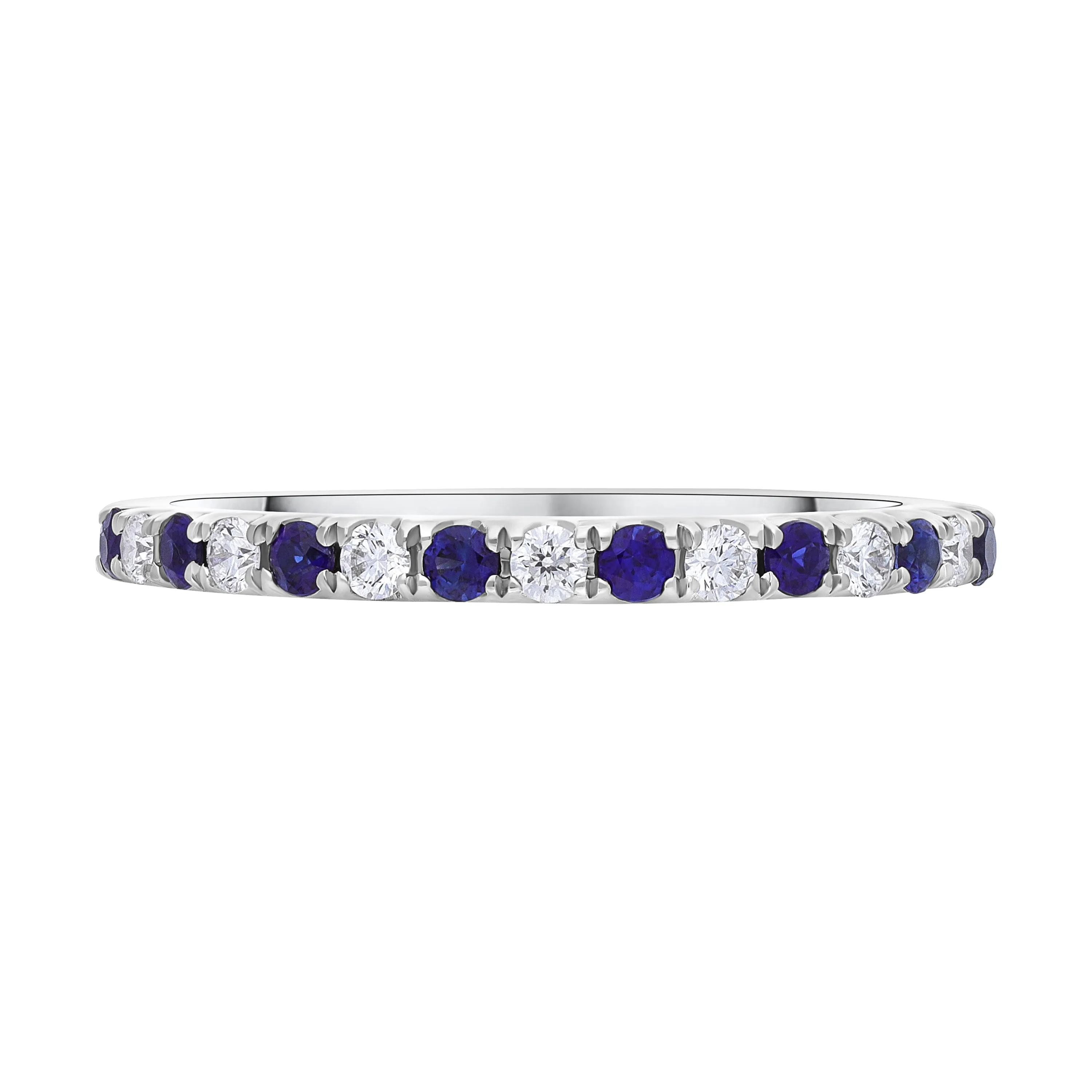 18ct White Gold 0.21ct Sapphire 0.14ct Diamond Castle Set Half Eternity Ring