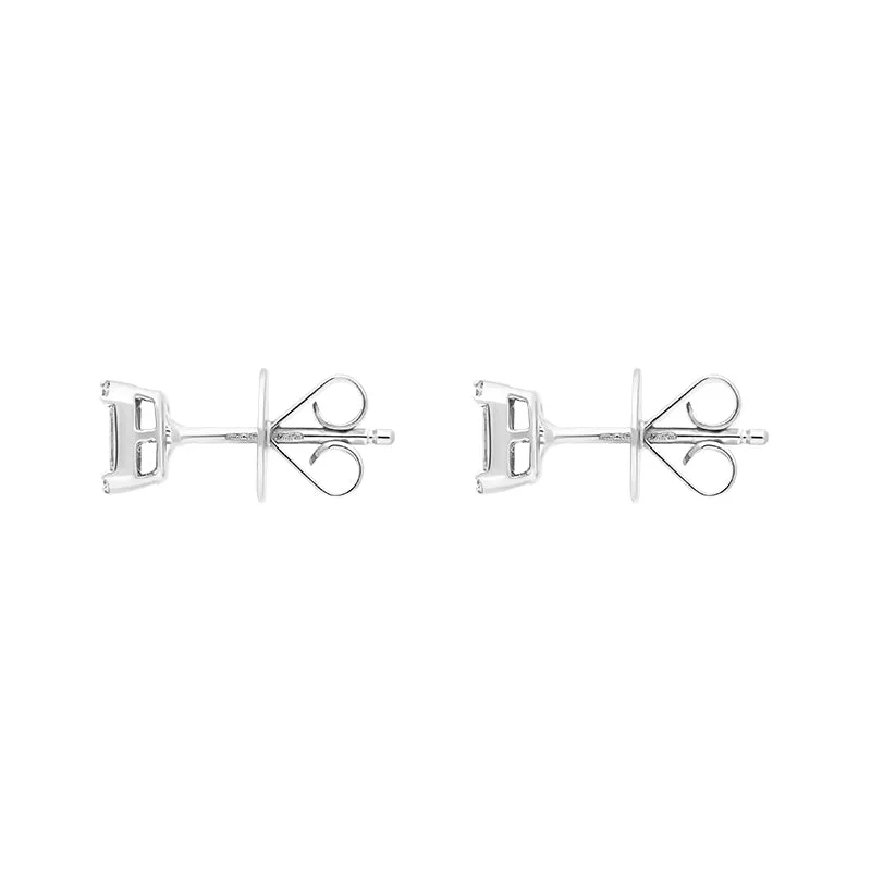 18ct White Gold 0.34ct Diamond Baguette Cut Cluster Stud Earrings