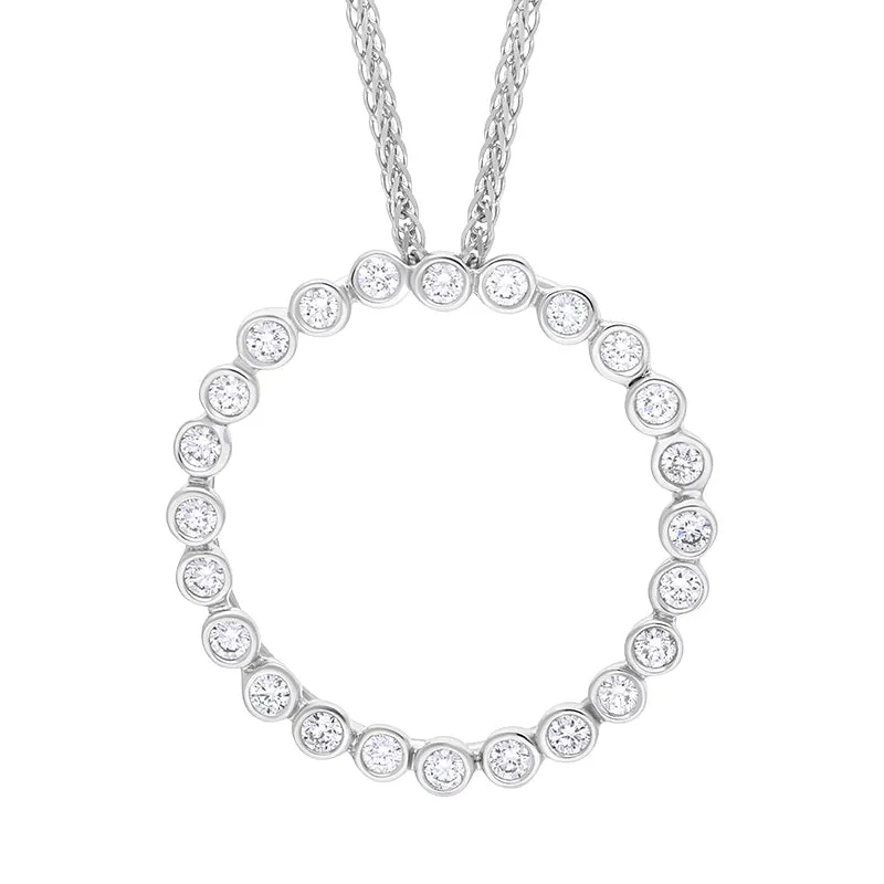 18ct White Gold 0.34ct Diamond Circle Pendant