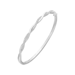 18ct White Gold 0.41ct Diamond Twist Hinged Bangle