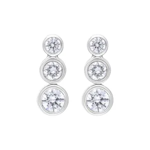18ct White Gold 0.42ct Diamond Graduated Trilogy Earrings