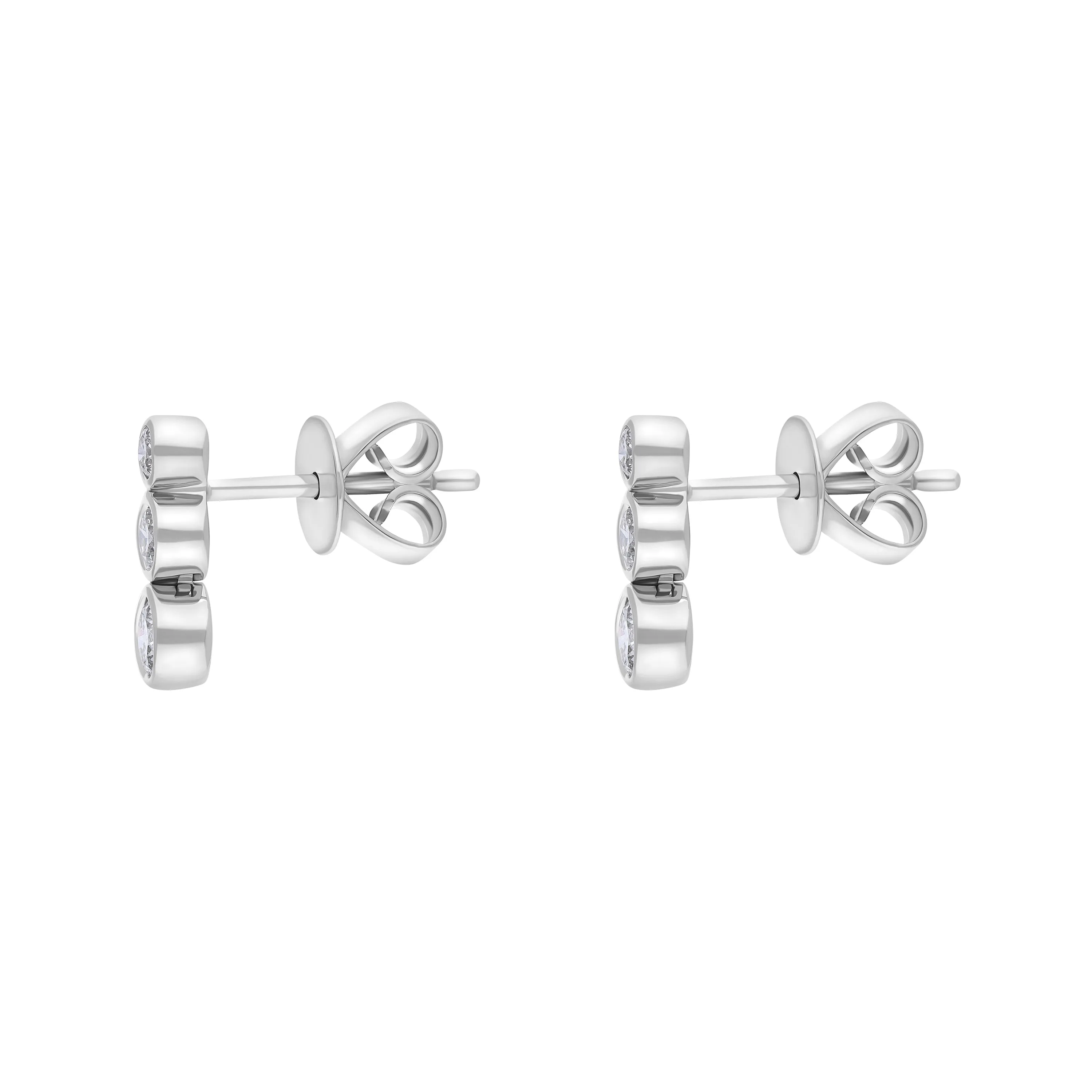 18ct White Gold 0.42ct Diamond Graduated Trilogy Earrings