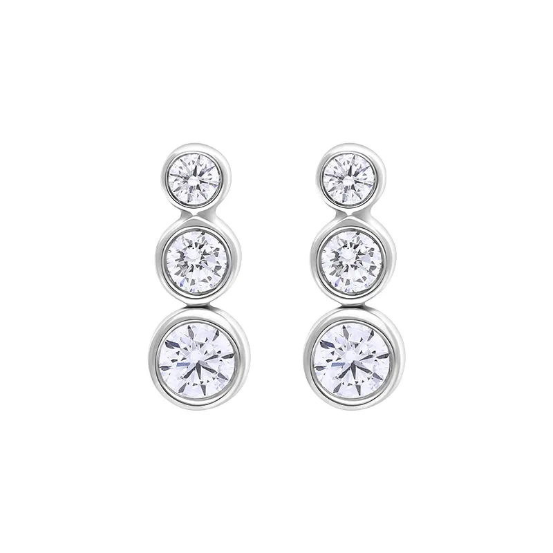 18ct White Gold 0.42ct Diamond Graduated Trilogy Earrings