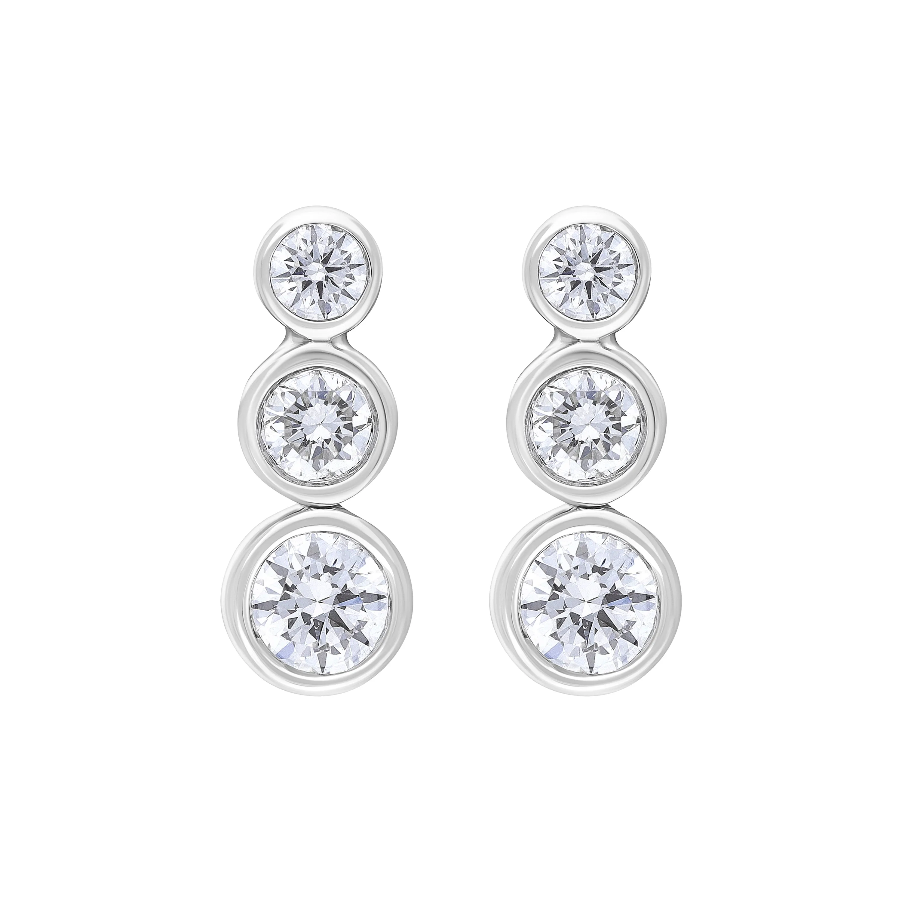 18ct White Gold 0.42ct Diamond Graduated Trilogy Earrings