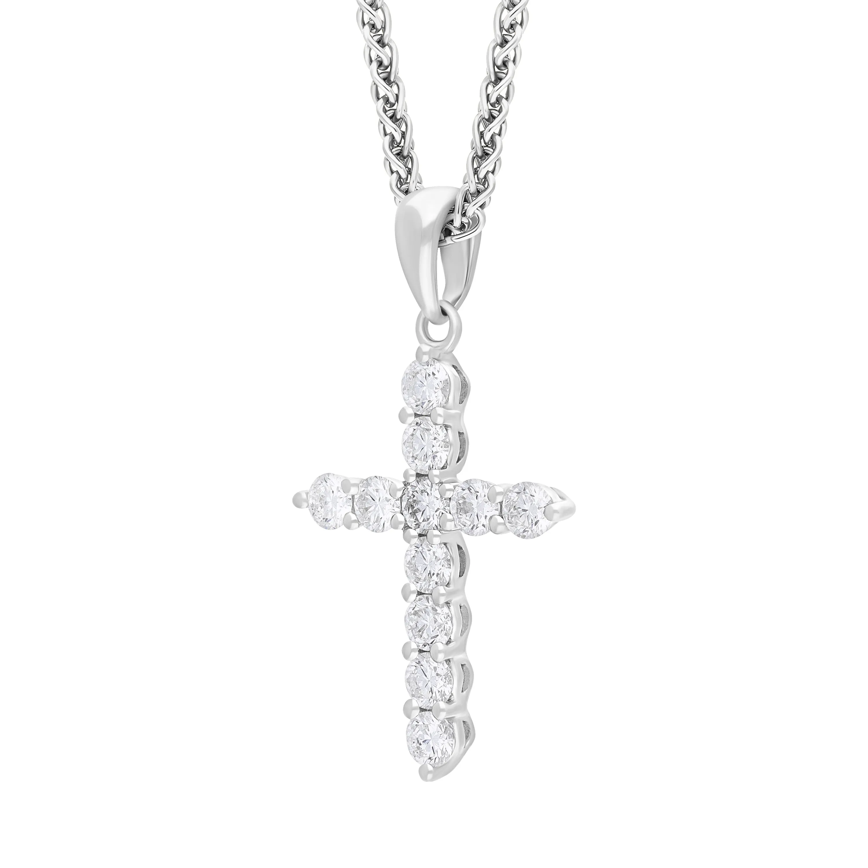 18ct White Gold 0.50ct Diamond Cross Necklace