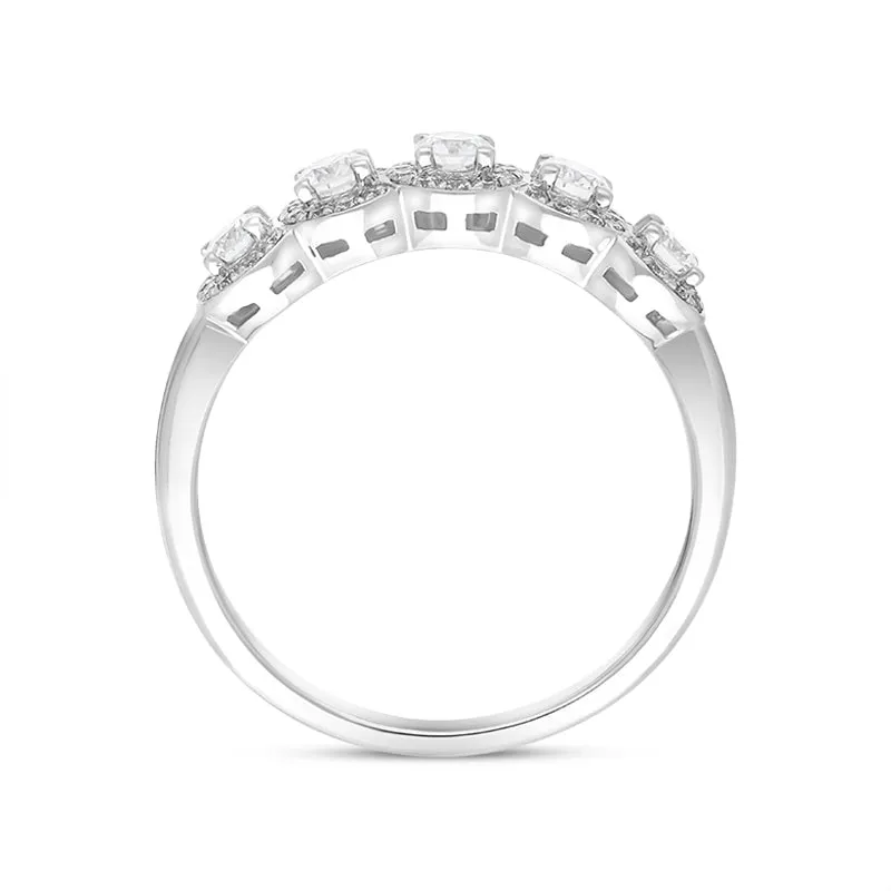 18ct White Gold 0.50ct Diamond Pave Cluster Half Eternity Ring