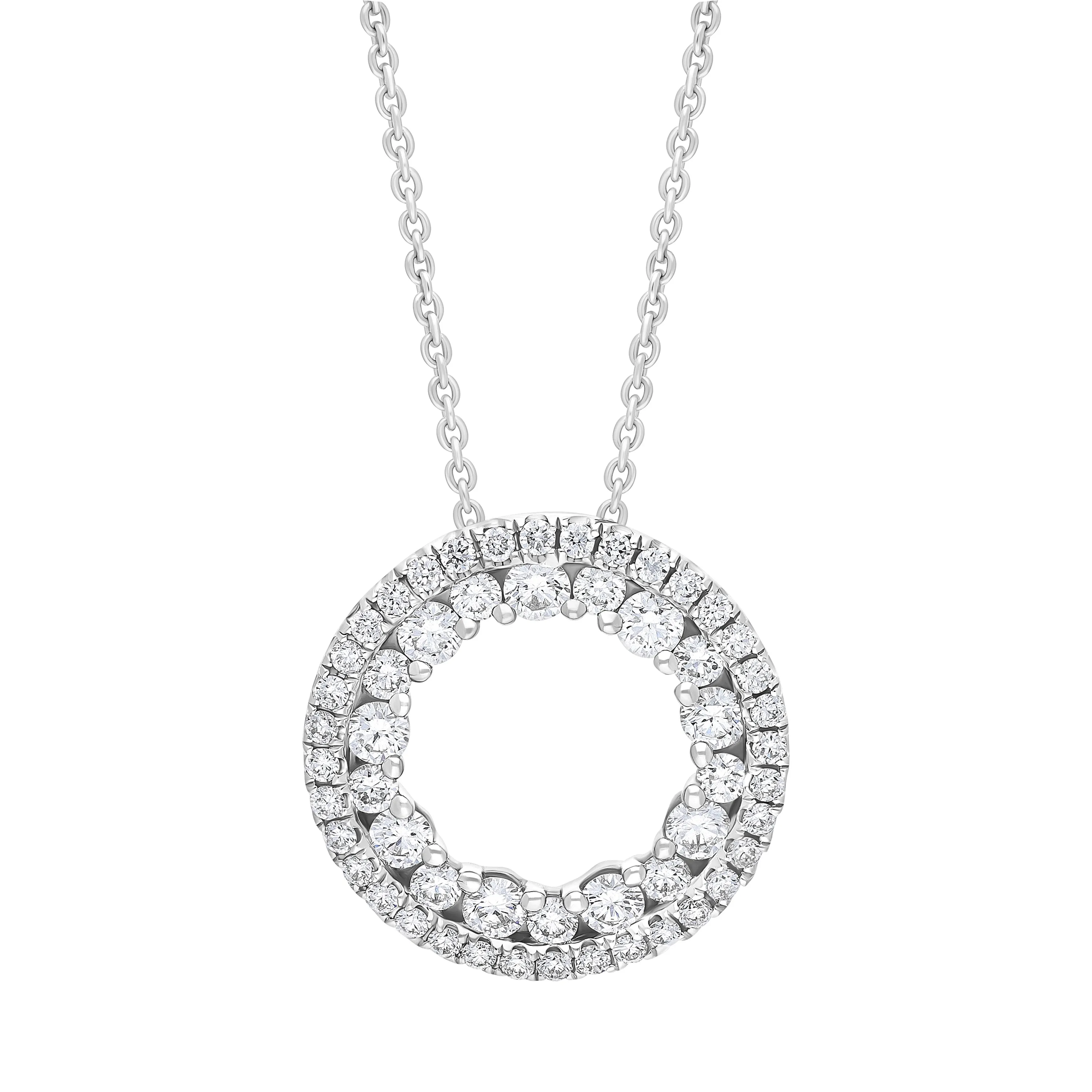 18ct White Gold 0.56ct Diamond Open Circle Necklace